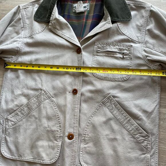 L.L. Bean Men's Large Vintage Tan Barn Jacket Corduroy Collar Chore Coat READ - Picture 6 of 8